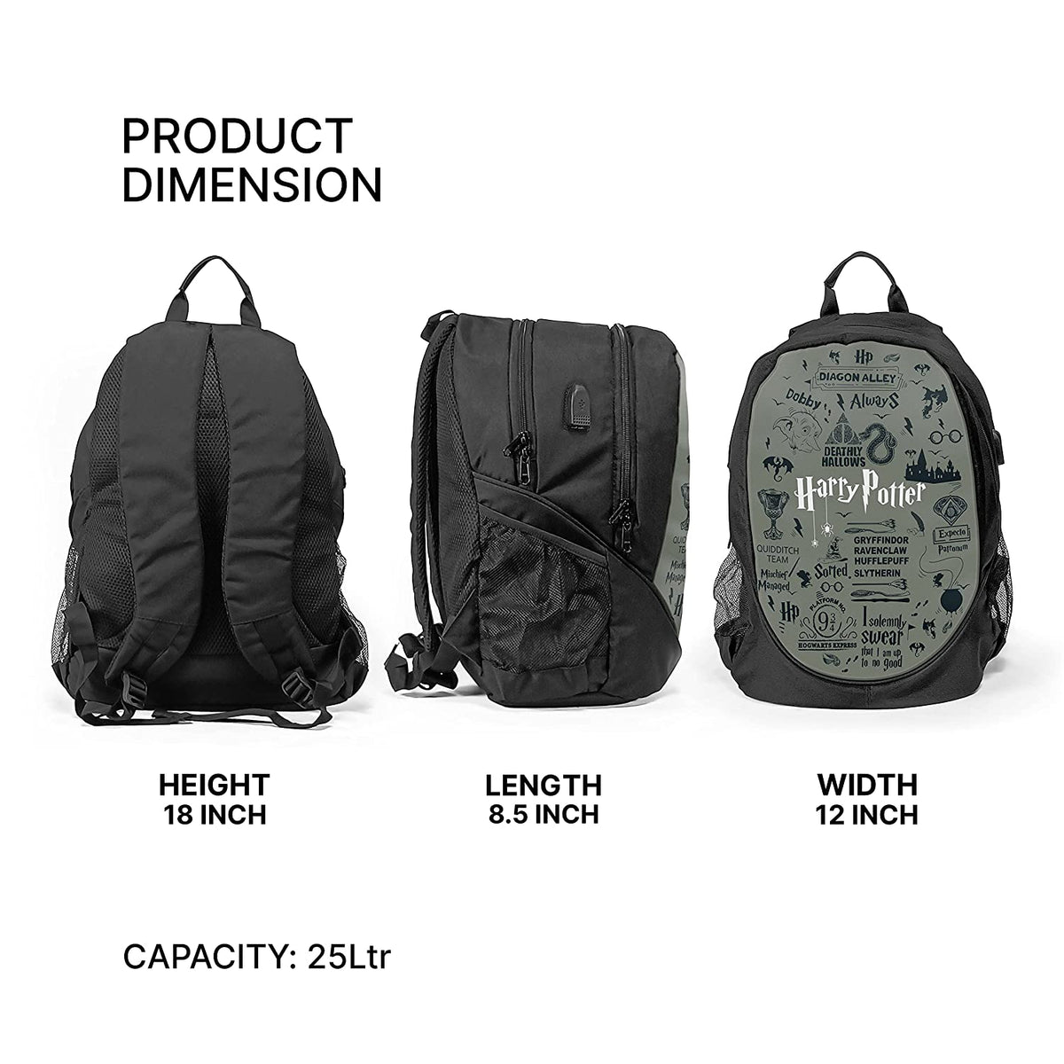 Harry Potter Infographic Grey Design Backpack Epic Stuff