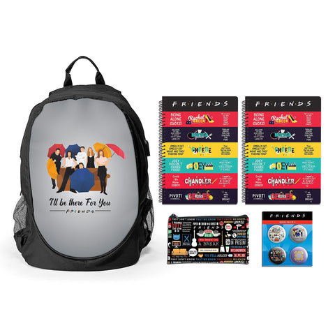 Friends TV Series - Back To School (1 Backpack + 1 Pouch + Badges Set + 2 B5 Notebooks)