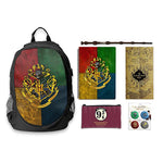 Harry Potter - Back to Hogwarts Combo (1 Backpack + 1 Pouch + Badges Set + 1 A5 Notebooks + 1 Elder wand + 1 Map))