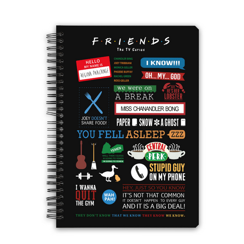 Friends TV Series - Infographic 2022 A5 Ruled Wiro Notebook