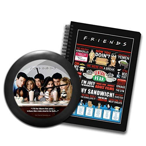 Friends TV Series Combo set  ( 1 Quotes Notebook and  1 Straw Design Table Clock )