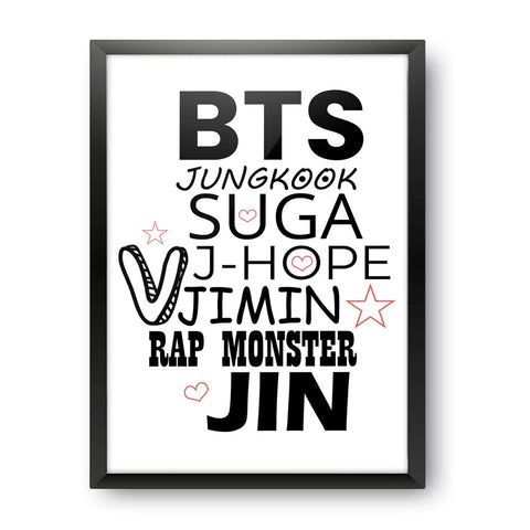 BTS - All Members Name Design Wall Poster