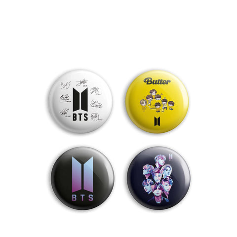 BTS Band - Combo Pack of 4 Button Badges