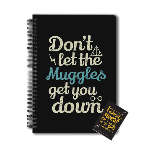 Harry Potter - (Combo Pack of 2) 1 Muggles Notebook + 1 Solemnly Fridge Magnet