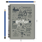 Harry Potter combo set ( 1 Infographic Grey Notebook and 1 Magnetic Bookmark )