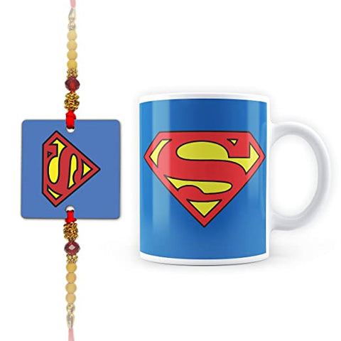 DC Comics - Set Of Superman Logo Coffee Mug & Designer Rakhi