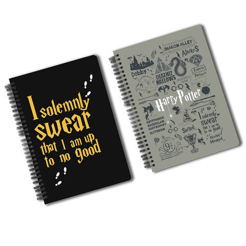 Harry Potter Pack Of 2 (Solemnly Swear + Infographic Grey) A5 Notebooks