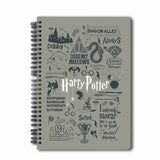 Harry Potter Pack Of 2 (House Crest + Infographic Grey) A5 Notebook