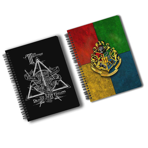 Harry Potter Pack Of 2 (Triangle + House Crest Multicolour) A5 Notebook