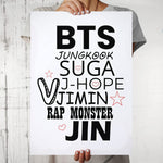 BTS - All Members Name Design Wall Poster