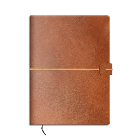 Plain Tan PU Leather A5 Ruled Diary Notebook