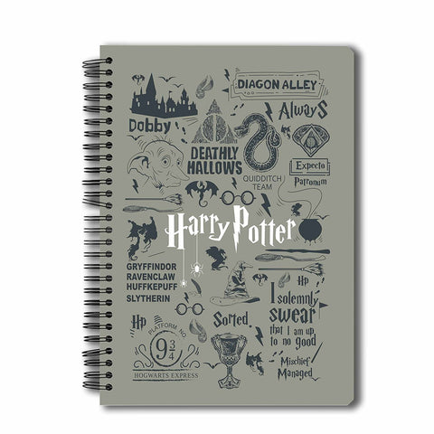 Harry Potter Grey Infographic A5 Notebok