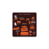 FRIENDS Infographic Orange & Doodle Wooden Coaster - Pack of 4