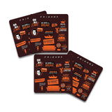 FRIENDS TV Series Infographic Orange Wooden Coaster - Pack of 4
