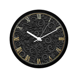 Black Pattern Design Round Wall Clock