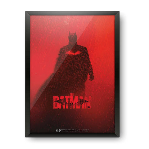 The Batman - Red Rain Design A4 Size Wall Decor Poster (With Frame)