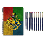 Harry Potter House Crest Multicolor Design A5 Ruled Notebook With A Set Of 10 Colorful Fine Writer Pens
