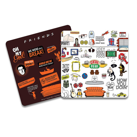 FRIENDS TV Series Orange & White Infographic Wooden Coaster - Pack of 2