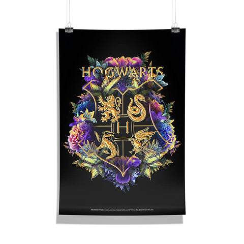 Harry Potter - Floral House Crest Design Wall Poster