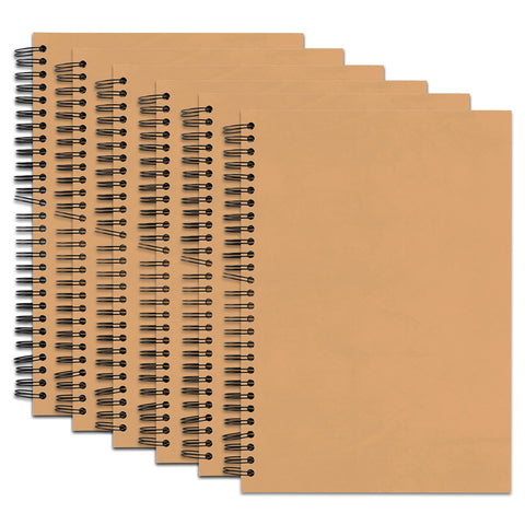 Set Of 6 Brown Ruled A5 Wiro Bound Notebooks
