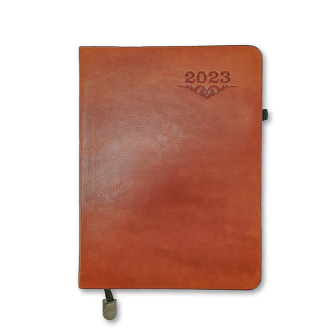 2023 Brown Diary Notebook With Enclosed Pen Loop