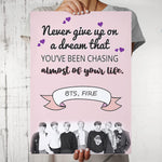 BTS - Never Give Up Fire Poster