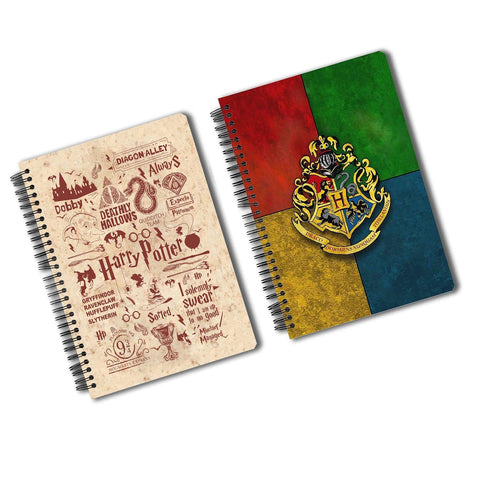 Harry Potter Pack of 2 (House Crest + Infographic Red) A5 Notebook