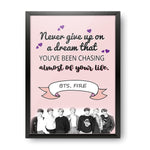 BTS - Never Give Up Fire Poster