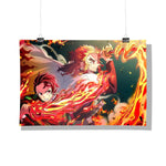 Demon Slayer - Tanjiro and Rengoku Design poster Best Gift For Demon Slayer Fans