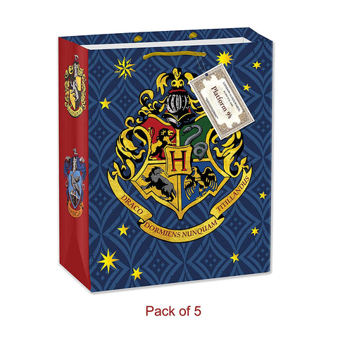 Harry Potter Hogwarts House Crest Gift Bag 5 Pieces - Birthday Decor/Theme Party