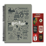 Harry Potter combo set ( 1 Infographic Grey Notebook and 1 Magnetic Bookmark )