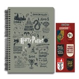 Harry Potter combo set ( 1 Infographic Grey Notebook and 1 Magnetic Bookmark )