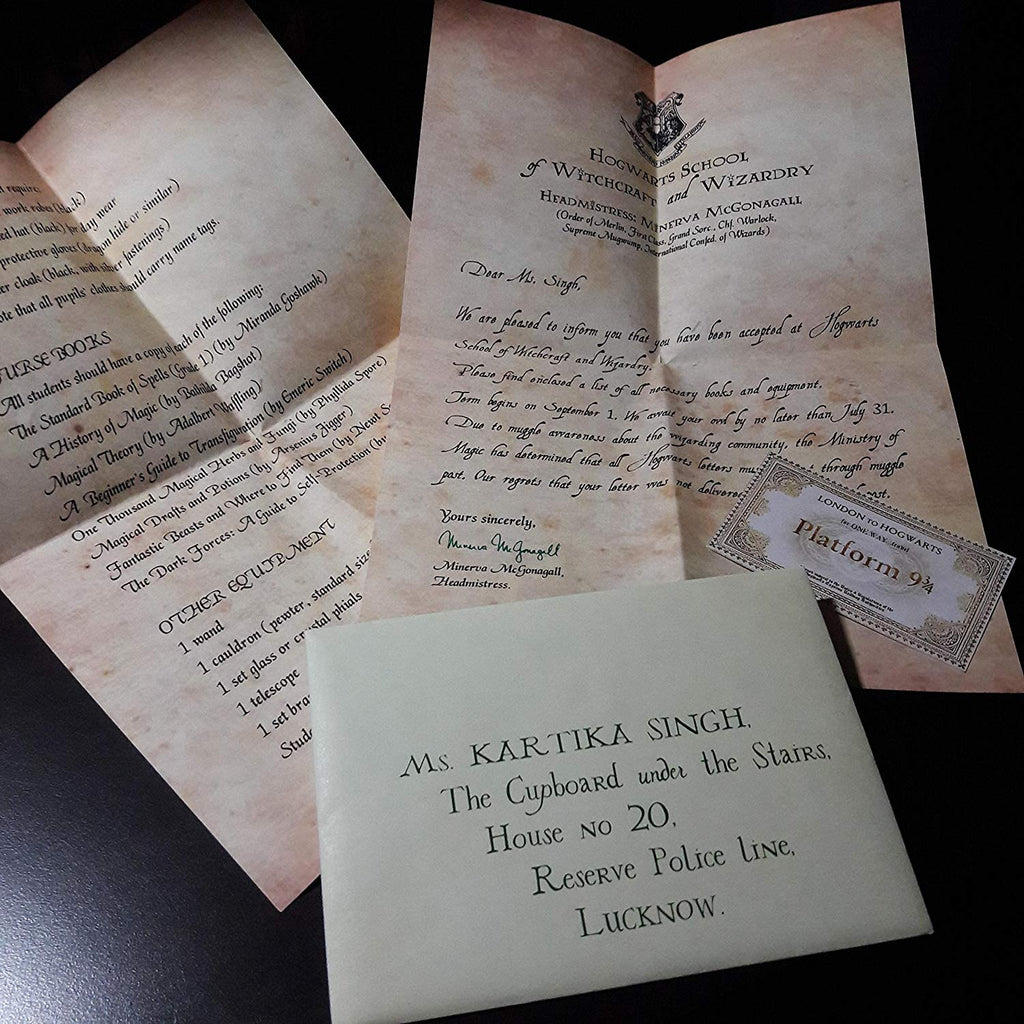 Personalised Harry Potter Hogwarts Acceptance Letter with Hogwarts Sch –  Wow and Now India