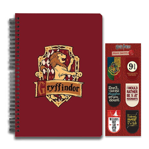 Harry Potter (Combo Pack of 2) 1 Gryffindor Notebook and 1 Magnetic Bookmark