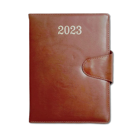 2023 Tan Color PU Leather Hard Bound Diary / Planner Organizer