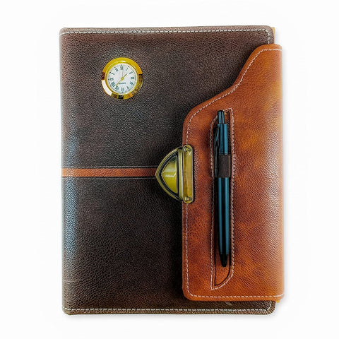 2023 PU Leather Cover Folder Diary (With Analog Watch)