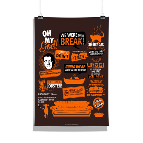 Friends TV Series Infographic Orange Poster