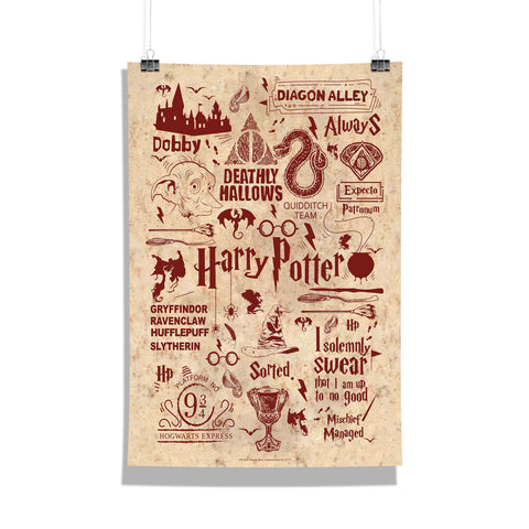 Harry Potter red Infographic Poster